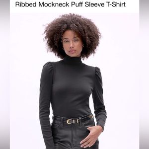 Ribbed Mockneck Puffed long Sleeve
